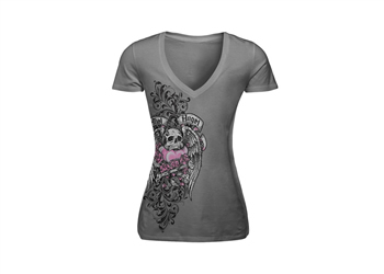 V Neck shirt Size Large Style LETHAL ANGEL SKULL Type Womens | ID LT20192L