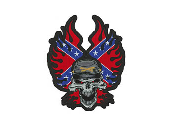 Rebel flame skull 10x12 5in patch | ID LT30007