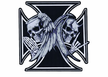Angel devil iron cross 11x12in patch | ID LT30174