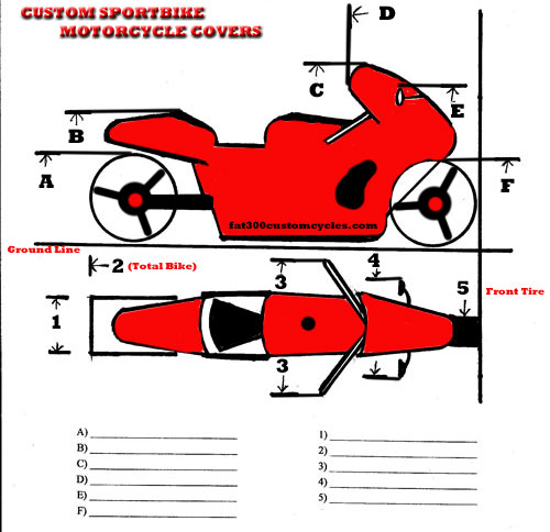Custom Sportbike Motorcycle Covers Spec Sheet | ID 2244