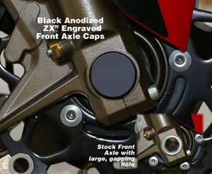 Billet Front Axle Cover Kit Black Anodized ZX Engraved | ID 938